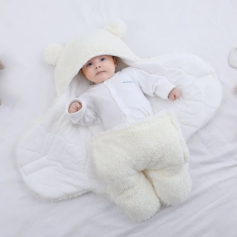 Cute Newborn Baby Boys Girls Blankets Plush Swaddle Wrap Ultra-Soft Fluffy Fleece Sleeping Bag Cotton Soft Bedding Baby Stuff