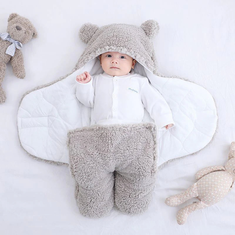 Cute Newborn Baby Boys Girls Blankets Plush Swaddle Wrap Ultra-Soft Fluffy Fleece Sleeping Bag Cotton Soft Bedding Baby Stuff