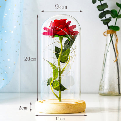 Valentines Day Gift for Girlfriend Eternal Rose LED Light Foil Flower in Glass Cover Mothers Day Wedding Favors Bridesmaid Gift