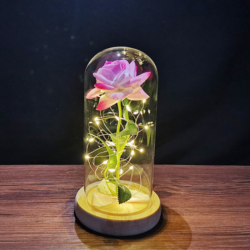 Valentines Day Gift for Girlfriend Eternal Rose LED Light Foil Flower in Glass Cover Mothers Day Wedding Favors Bridesmaid Gift