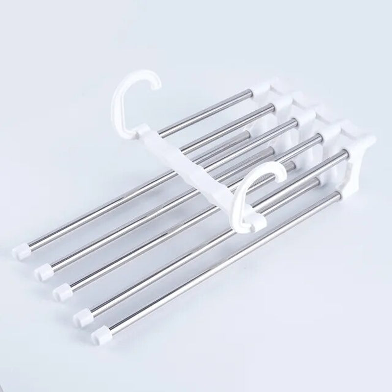 5 in 1 Magic Trousers Rack Closet Storage Organizer Multi-Layer Pants Rack Folding Clothing Hanger Wardrobe Storage Organization