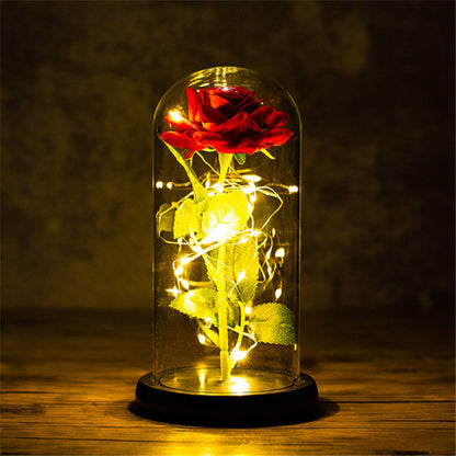 Valentines Day Gift for Girlfriend Eternal Rose LED Light Foil Flower in Glass Cover Mothers Day Wedding Favors Bridesmaid Gift