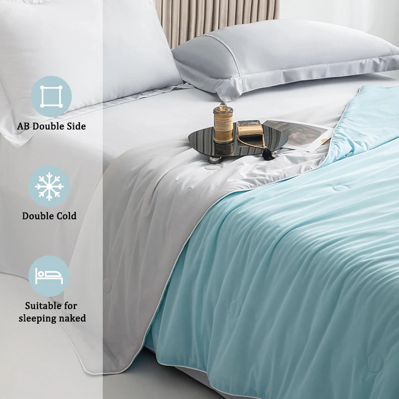 Cooling Blankets Smooth Air Condition Comforter Lightweight Summer Quilt with Double Side Cold & Cooling Fabric