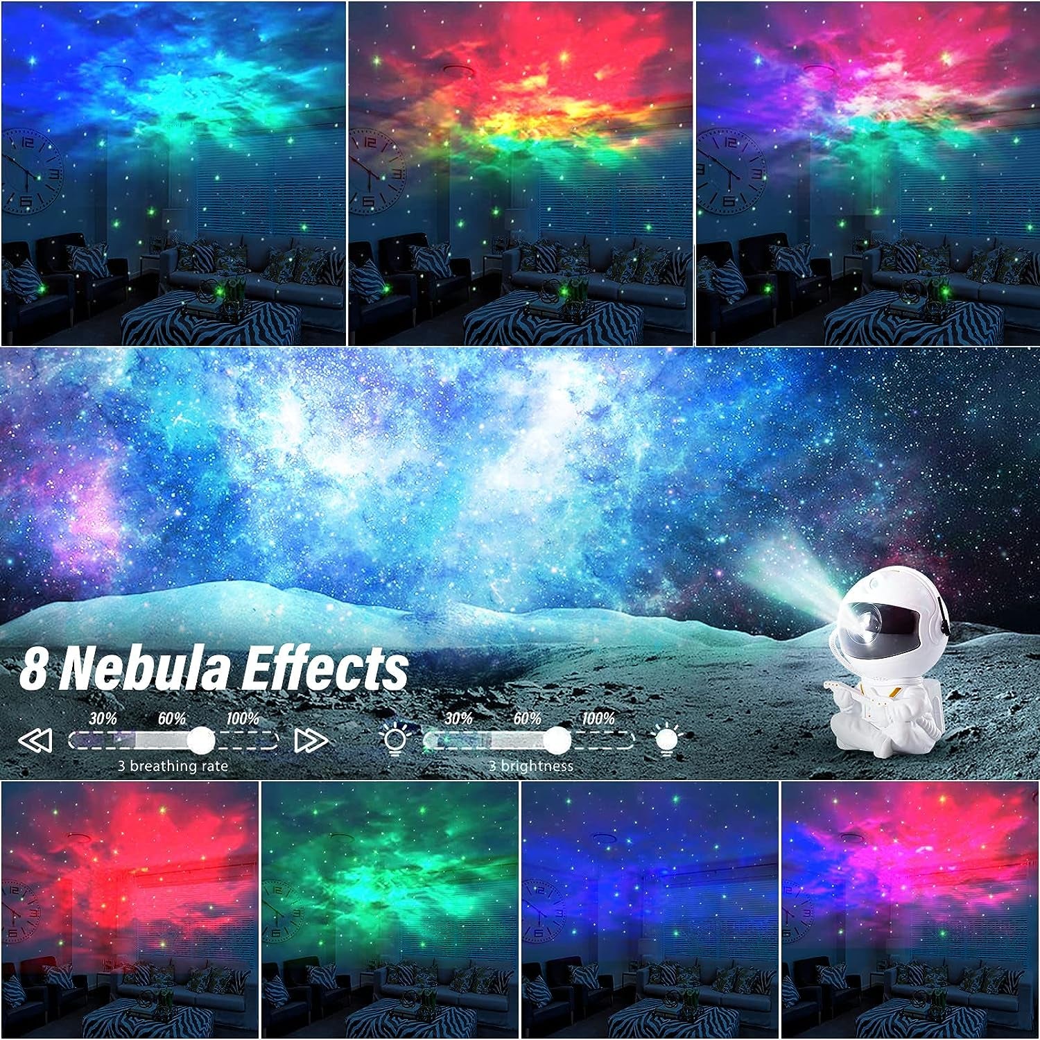 Star Projector Galaxy Night Light Astronaut Space Projector Starry Nebula Ceiling LED Lamp for Bedroom Home Decorative Kids Gift